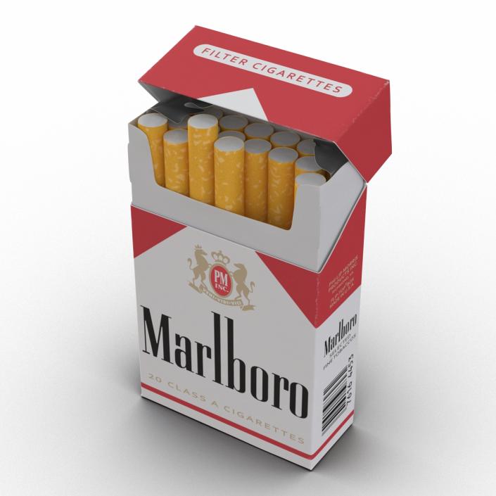 3D Opened Cigarettes Pack Marlboro