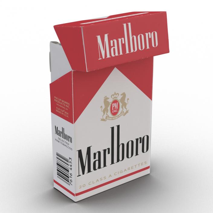 3D Opened Cigarettes Pack Marlboro