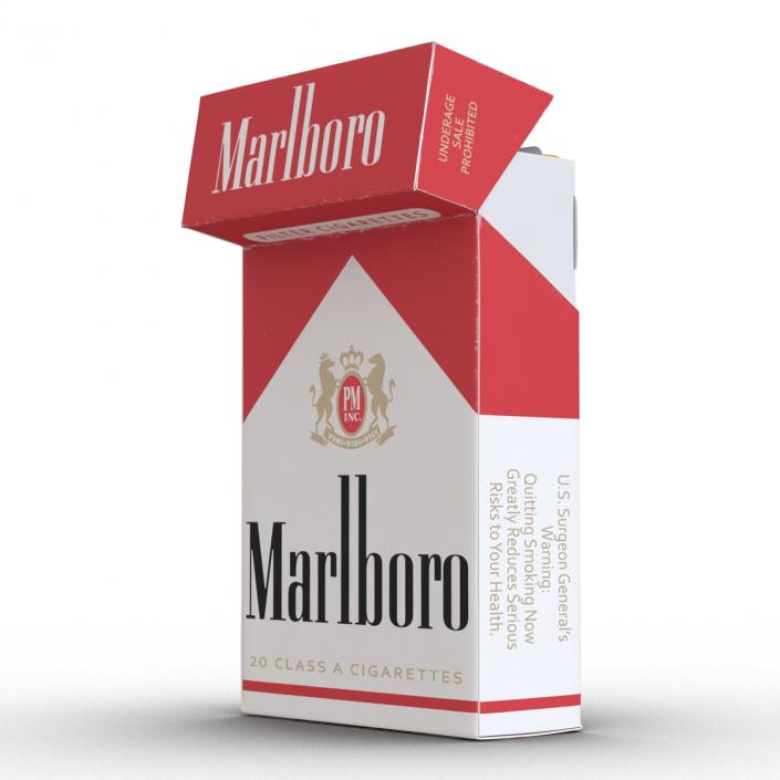 3D Opened Cigarettes Pack Marlboro