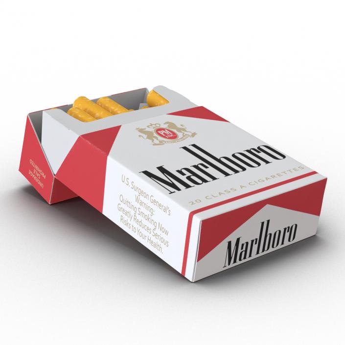 3D Opened Cigarettes Pack Marlboro