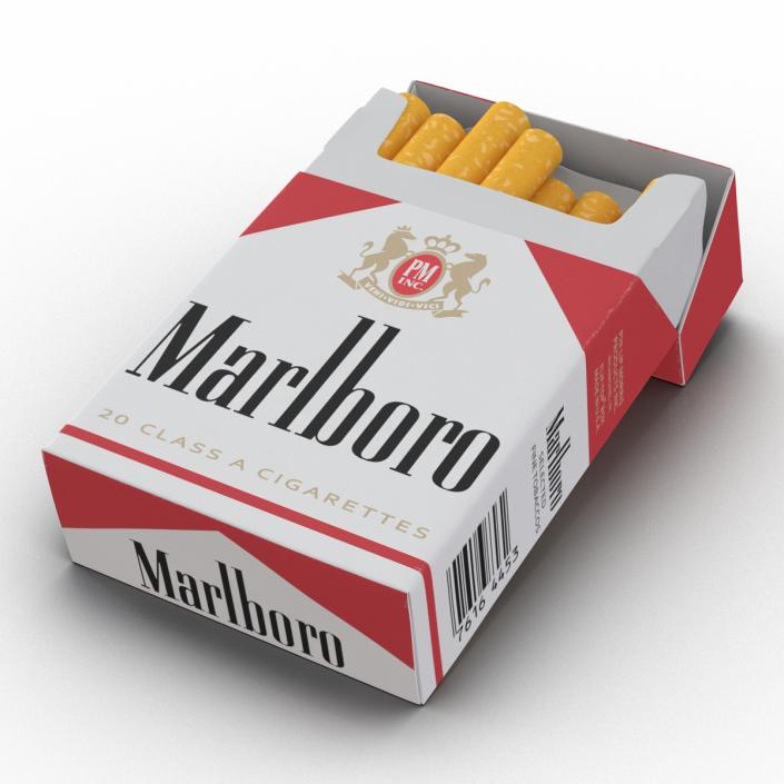 3D Opened Cigarettes Pack Marlboro