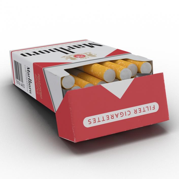 3D Opened Cigarettes Pack Marlboro