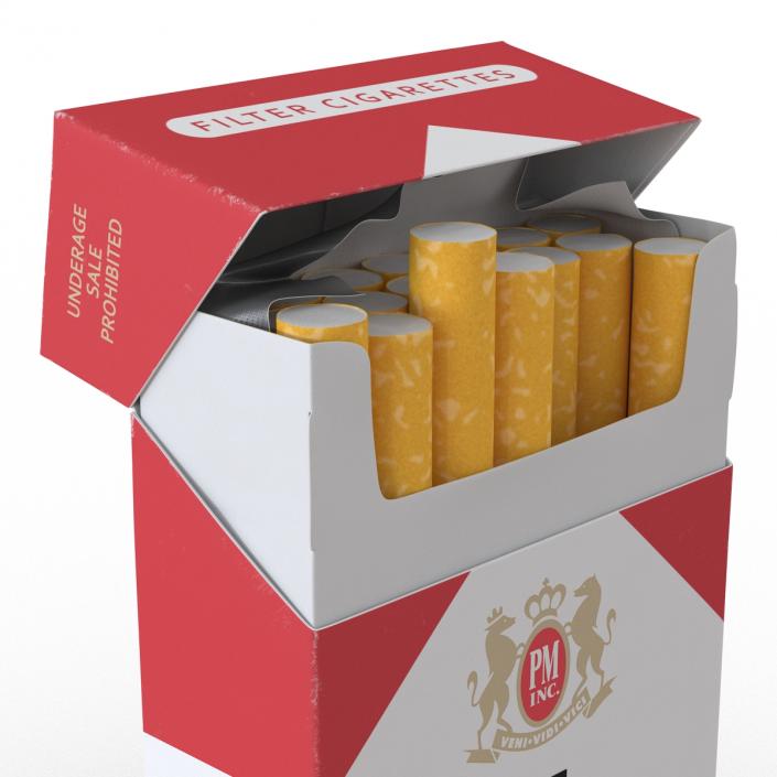 3D Opened Cigarettes Pack Marlboro