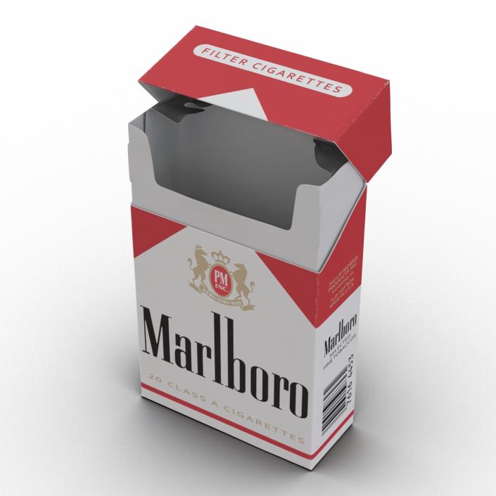 3D model Opened Cigarettes Pack Marlboro 3D Model