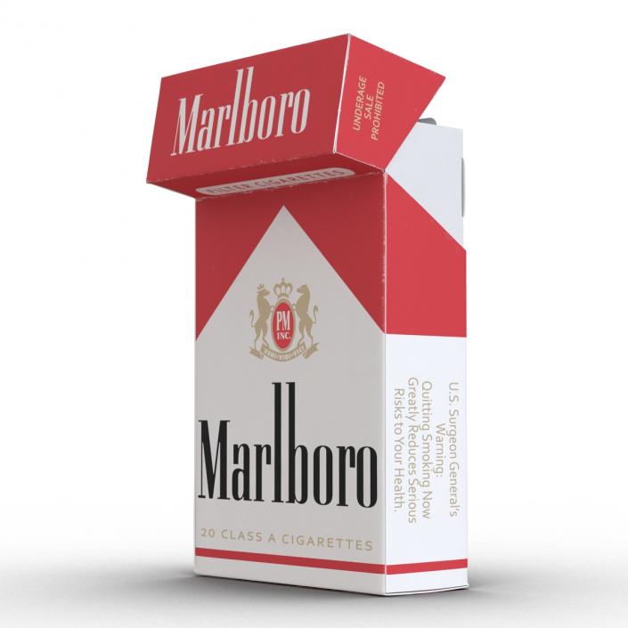 3D model Opened Cigarettes Pack Marlboro 3D Model