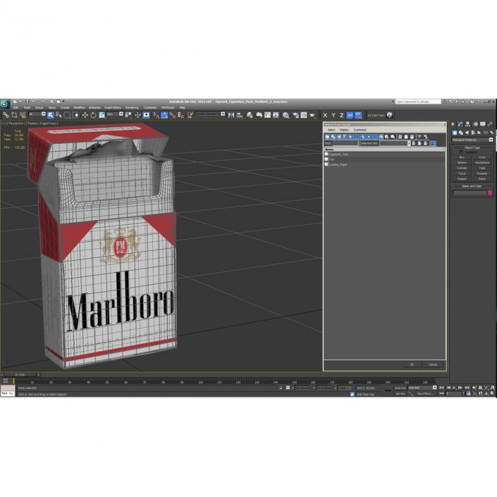 3D model Opened Cigarettes Pack Marlboro 3D Model