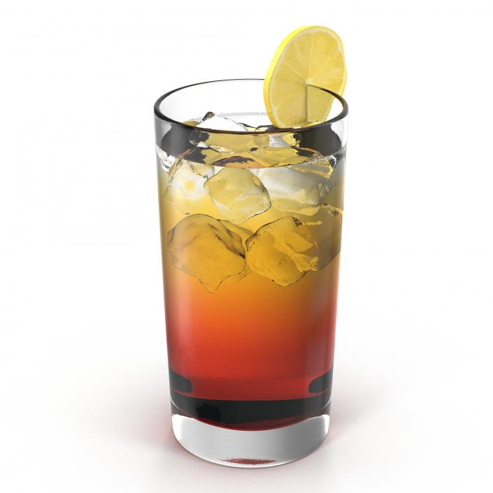 Glass of Ice Tea with Lemon 3D