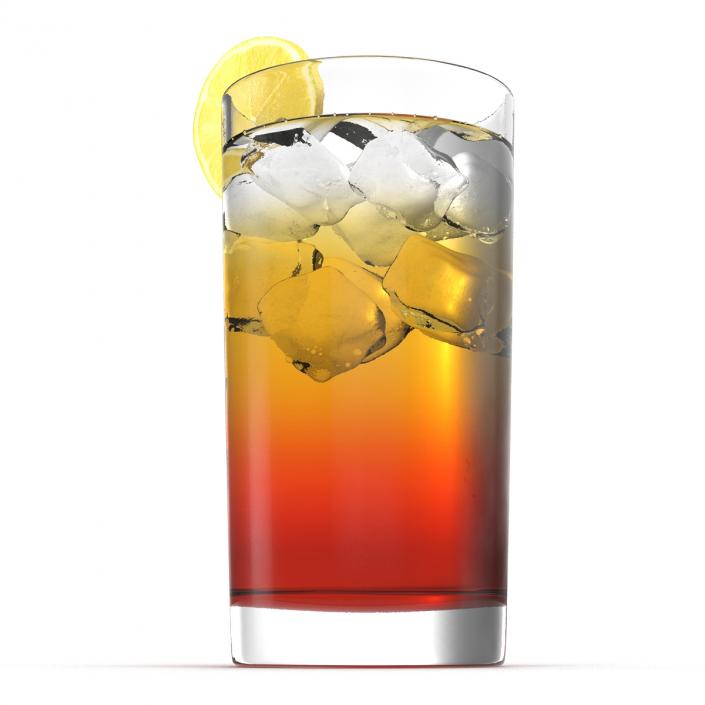 Glass of Ice Tea with Lemon 3D