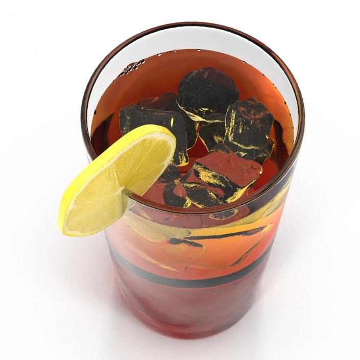 Glass of Ice Tea with Lemon 3D