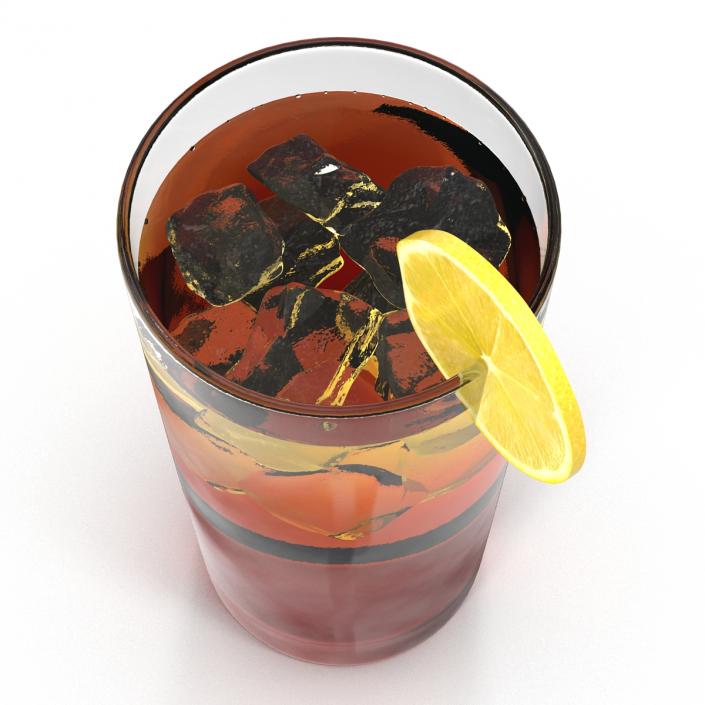 Glass of Ice Tea with Lemon 3D