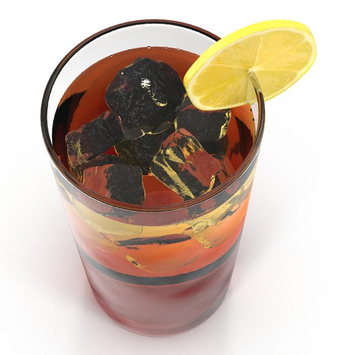 Glass of Ice Tea with Lemon 3D