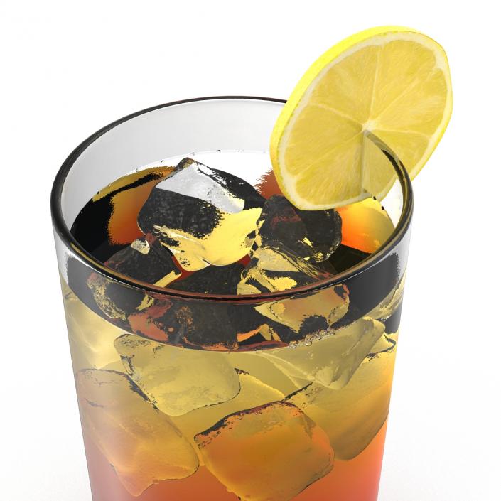 Glass of Ice Tea with Lemon 3D