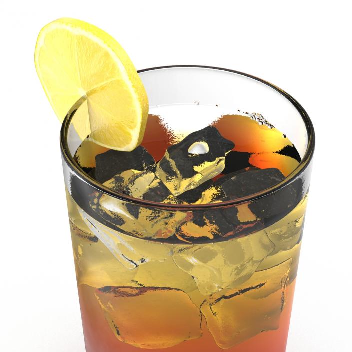 Glass of Ice Tea with Lemon 3D