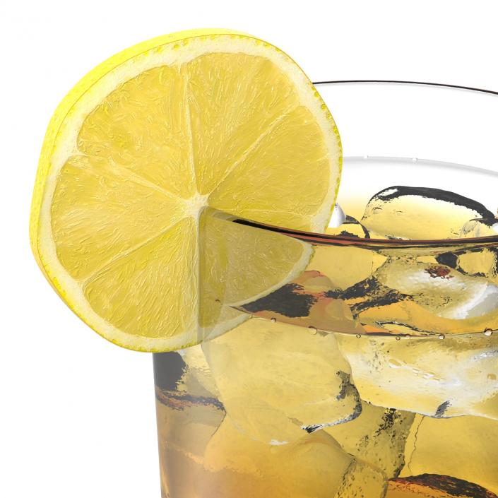 Glass of Ice Tea with Lemon 3D