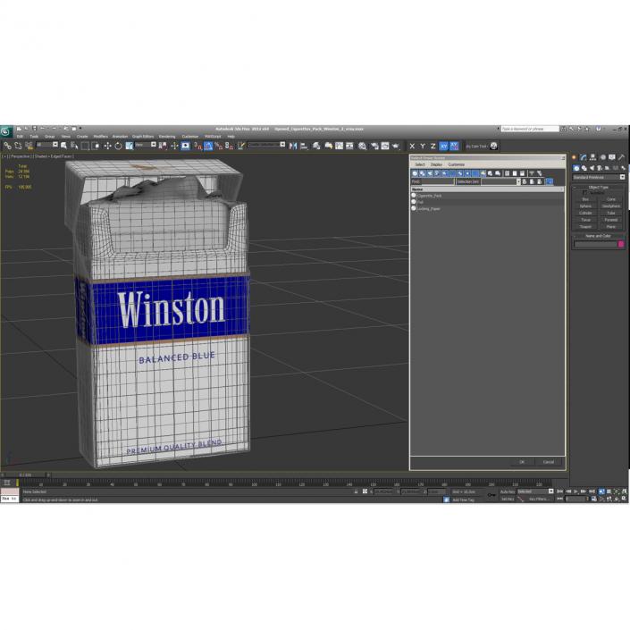 Opened Cigarettes Pack Winston 2 3D