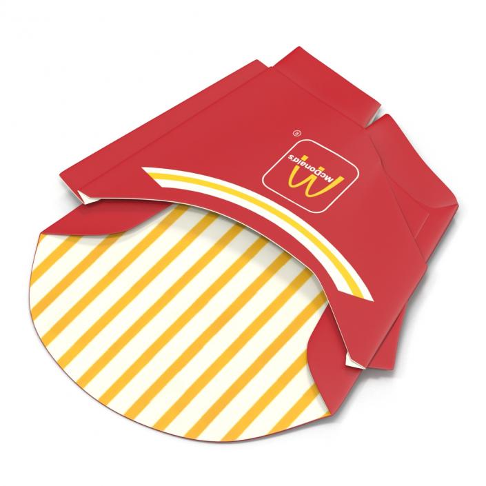 Crumpled Empty French Fry Box McDonalds 3D model