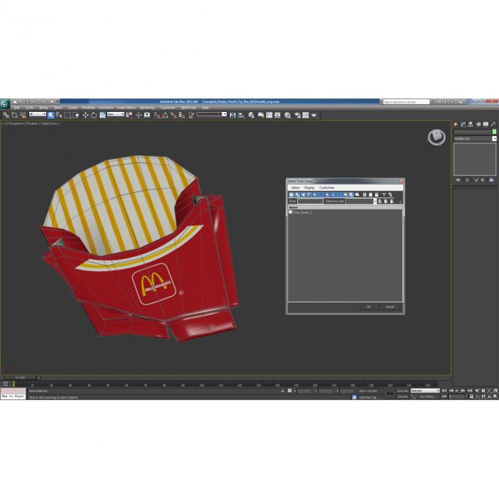 Crumpled Empty French Fry Box McDonalds 3D model