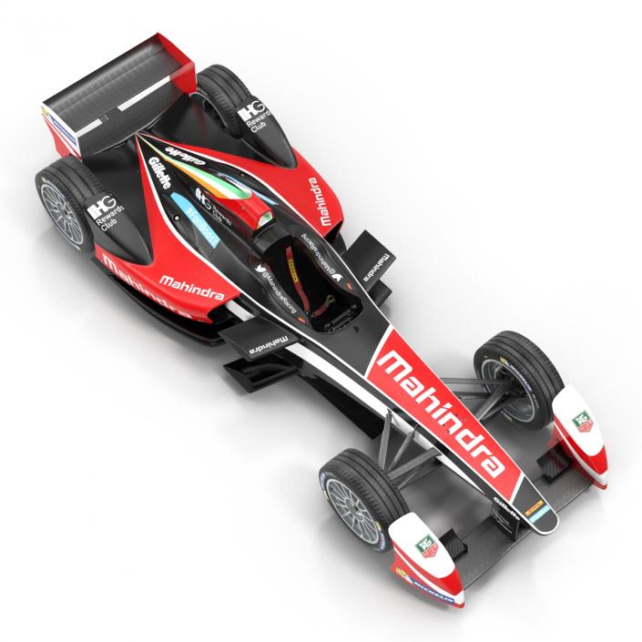 Formula E Race Car Mahindra Rigged 3D model