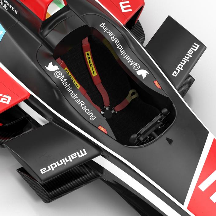 Formula E Race Car Mahindra Rigged 3D model