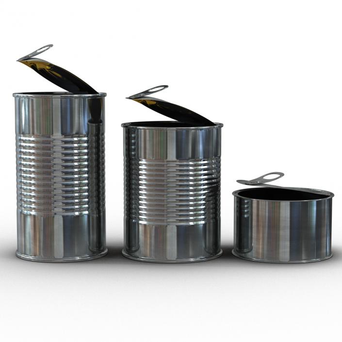 3D Open Empty Tin Cans Set model