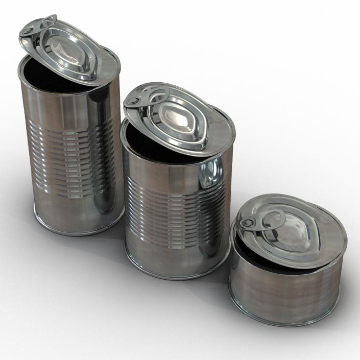 3D Open Empty Tin Cans Set model