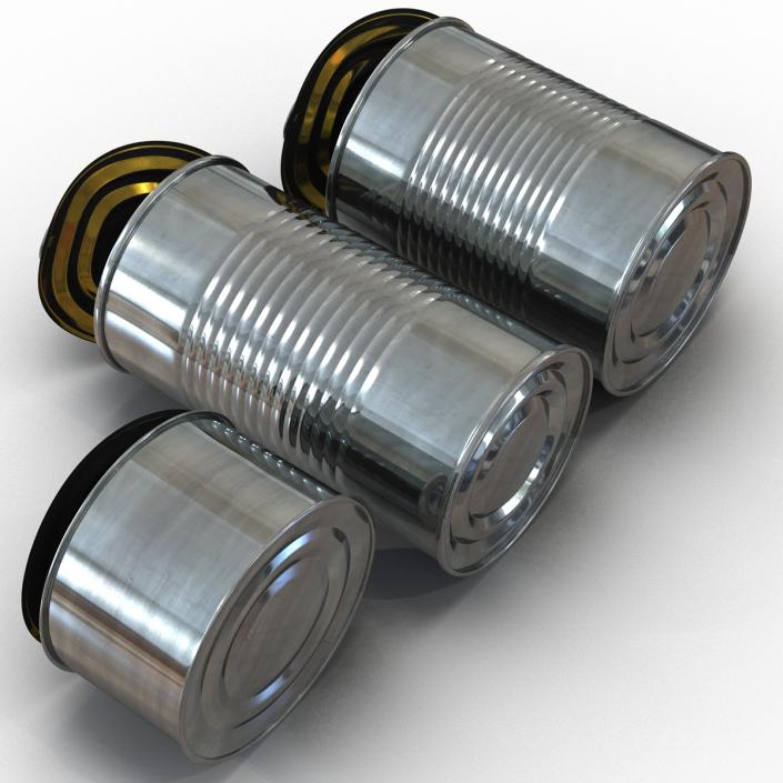 3D Open Empty Tin Cans Set model