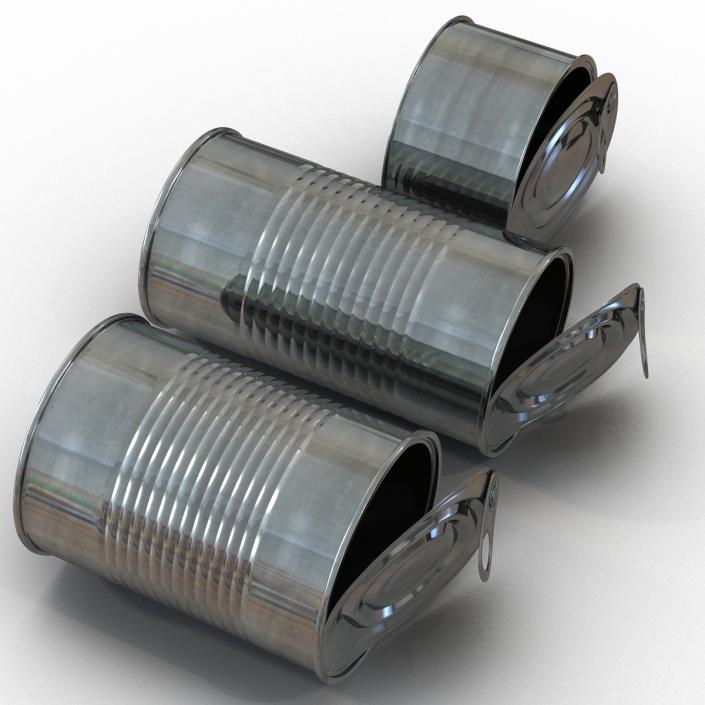 3D Open Empty Tin Cans Set model