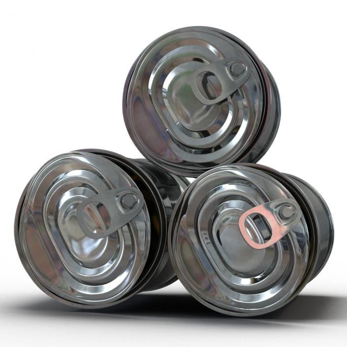 3D Open Empty Tin Cans Set model