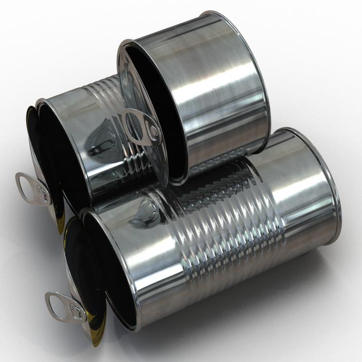 3D Open Empty Tin Cans Set model