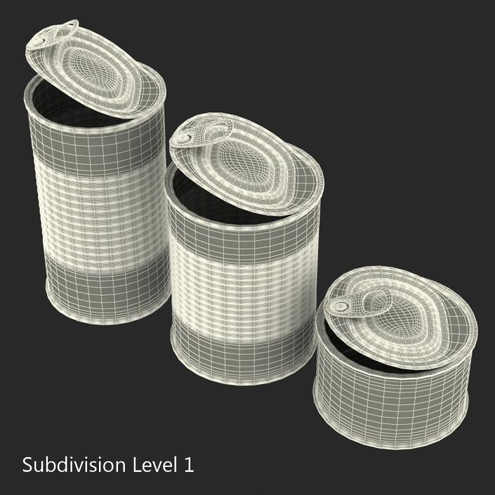 3D Open Empty Tin Cans Set model