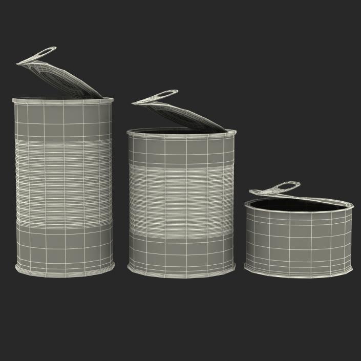 3D Open Empty Tin Cans Set model