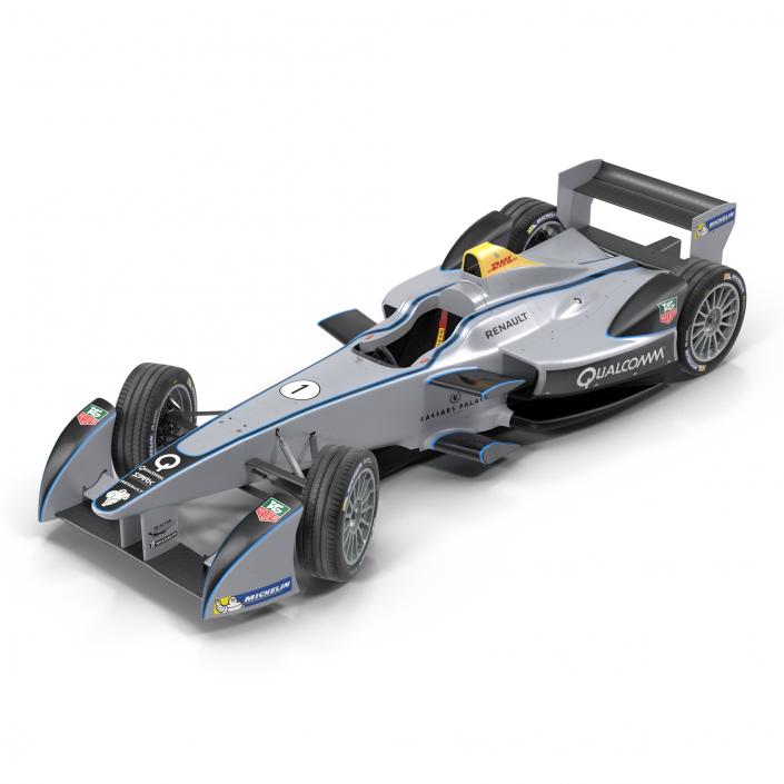 Formula E Race Car Qualcomm Rigged 3D model