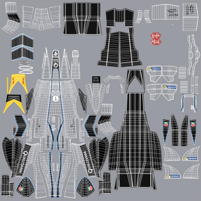 Formula E Race Car Qualcomm Rigged 3D model