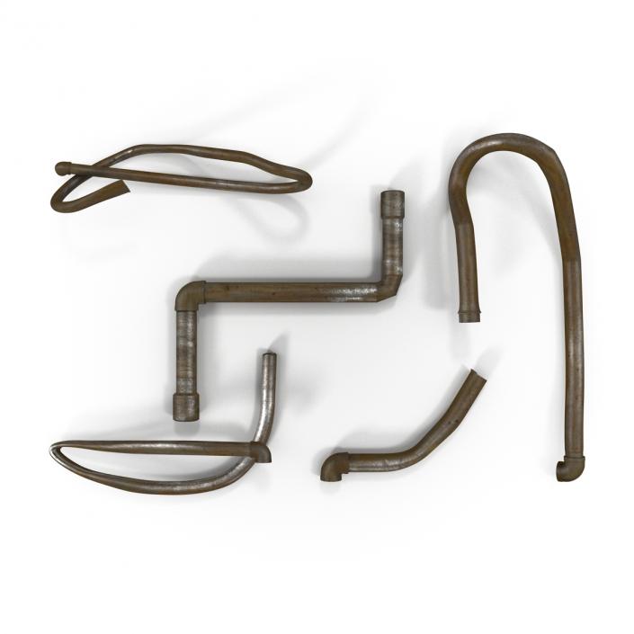 3D Iron Pipes Set with Elbow Attachment 2 model