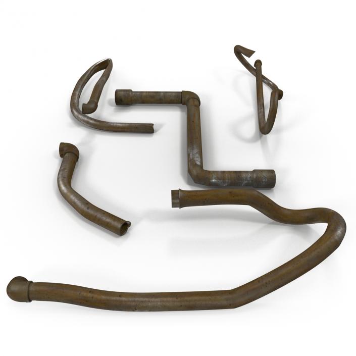 3D Iron Pipes Set with Elbow Attachment 2 model