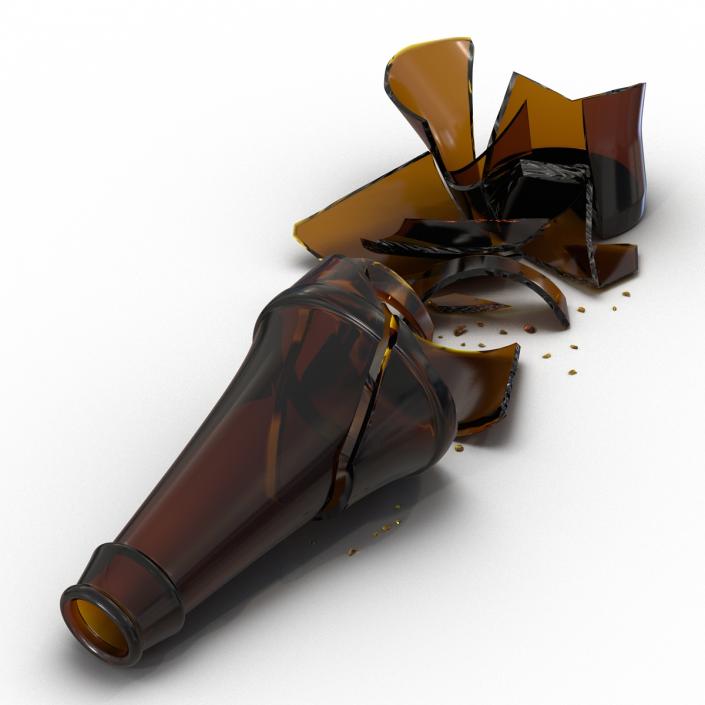 3D Broken Beer Bottle 2 Brown