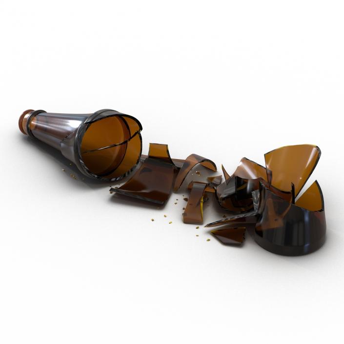 3D Broken Beer Bottle 2 Brown