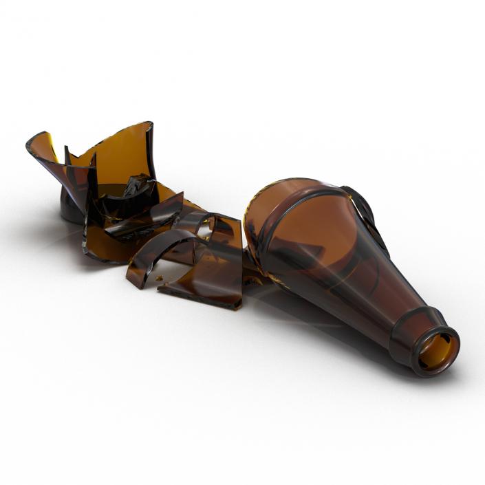 3D Broken Beer Bottle 2 Brown