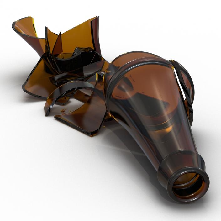 3D Broken Beer Bottle 2 Brown