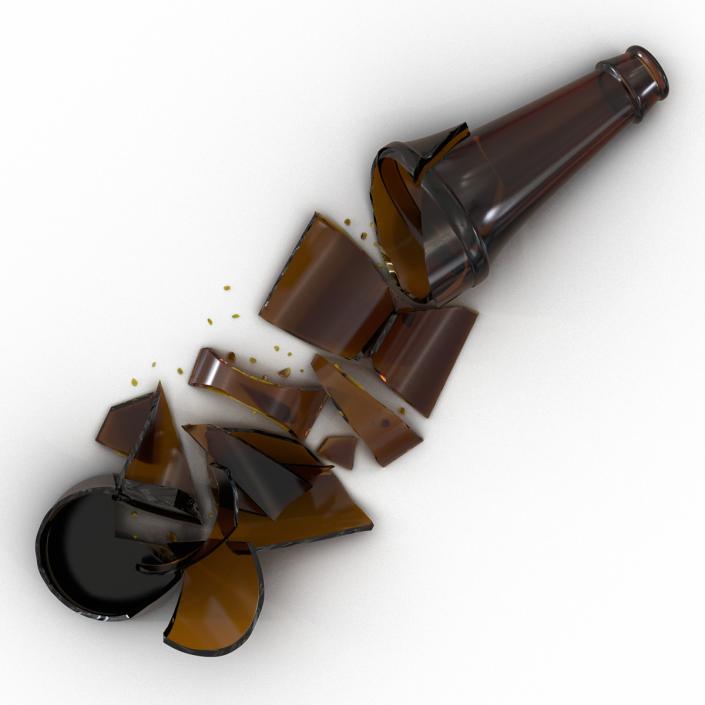 3D Broken Beer Bottle 2 Brown