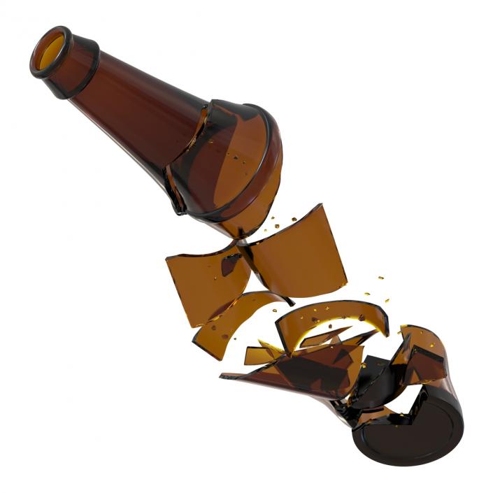 3D Broken Beer Bottle 2 Brown