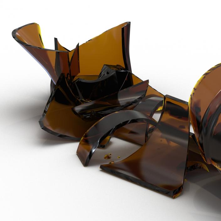 3D Broken Beer Bottle 2 Brown