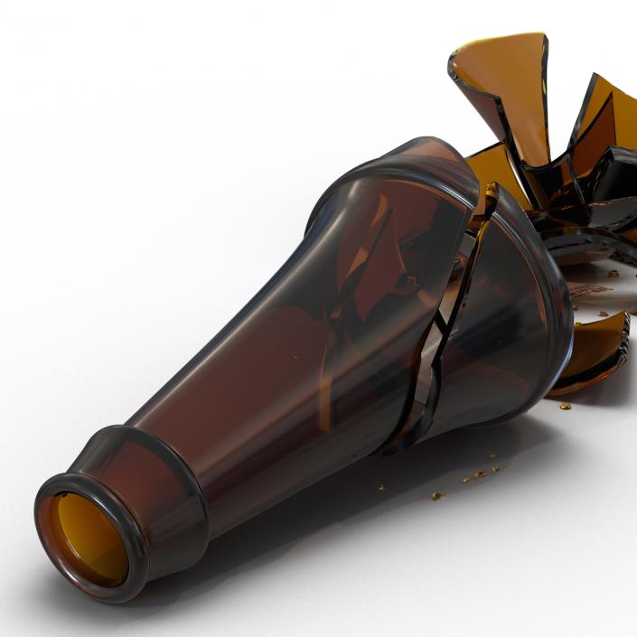 3D Broken Beer Bottle 2 Brown