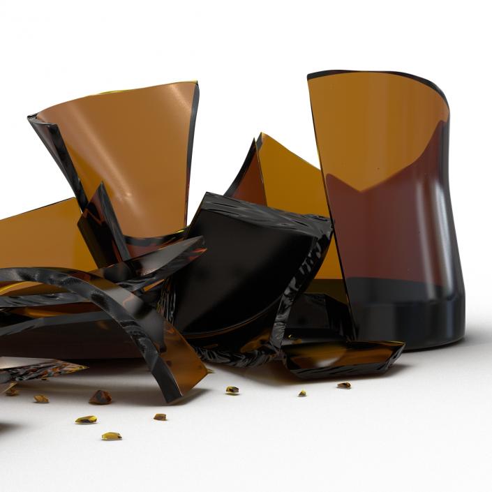 3D Broken Beer Bottle 2 Brown