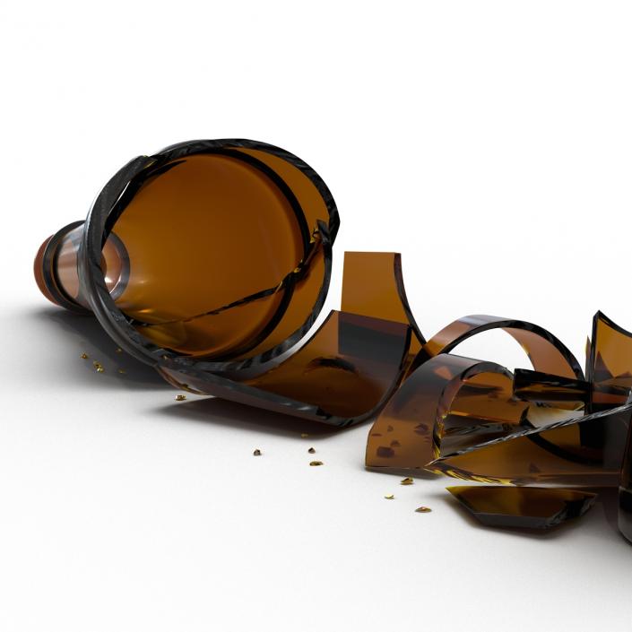 3D Broken Beer Bottle 2 Brown