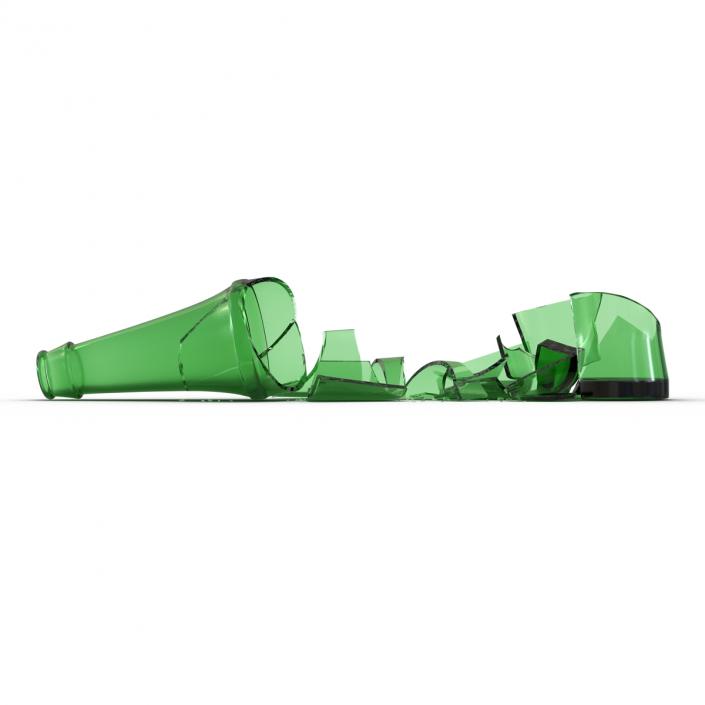 3D Broken Beer Bottle 2 Green