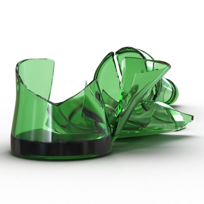 3D Broken Beer Bottle 2 Green