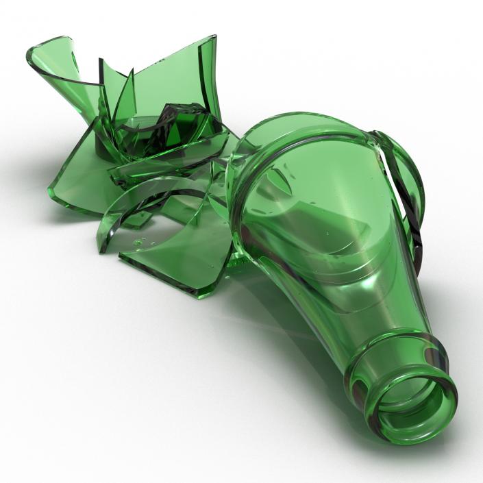 3D Broken Beer Bottle 2 Green