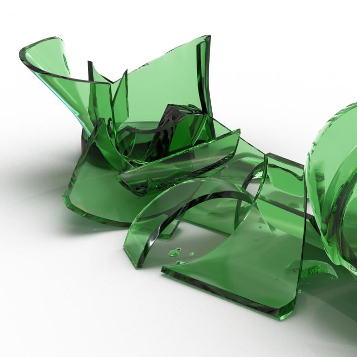 3D Broken Beer Bottle 2 Green