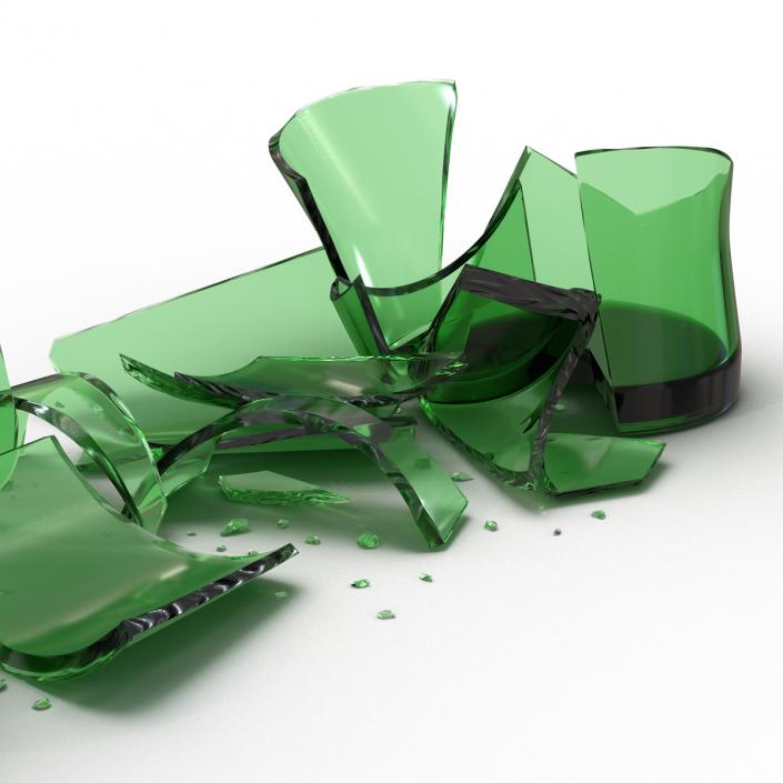 3D Broken Beer Bottle 2 Green